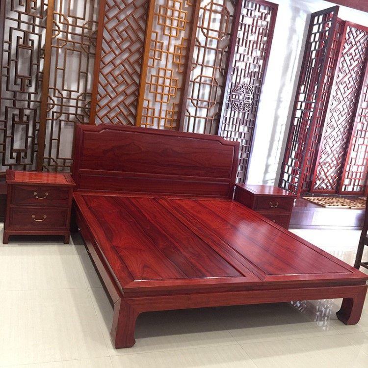 仿古中式實木床 紅花梨大床 雙人大床 傳統家具定做 廠家直銷