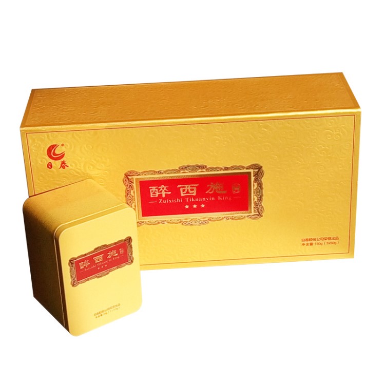 金裝西湖龍井綠茶包裝盒定做翻蓋式龍井茶葉包裝禮盒牛皮紙內(nèi)卡盒