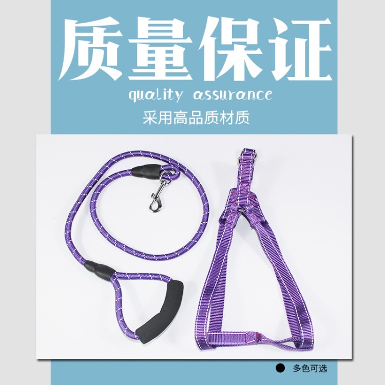 彩色反光絲圓繩胸背狗狗牽引織帶手感好顏色靚麗縫合緊密牽引繩