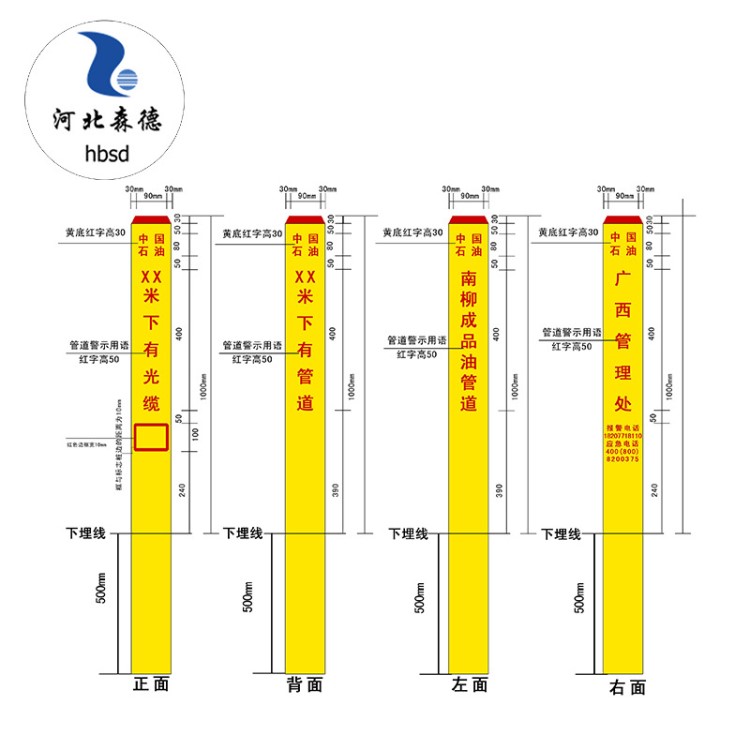 玻璃鋼標(biāo)志樁廠家10*10電纜電力標(biāo)志樁12*12水利光纜走向標(biāo)識(shí)樁