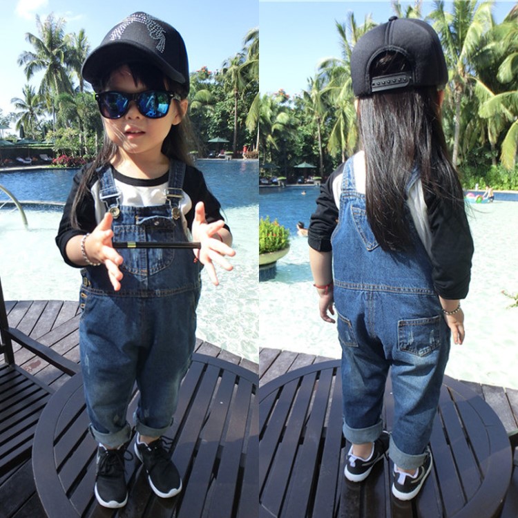 2018春夏裝新款男女童小童嬰兒長褲子1-2-3-4歲寶寶牛仔背帶褲 潮