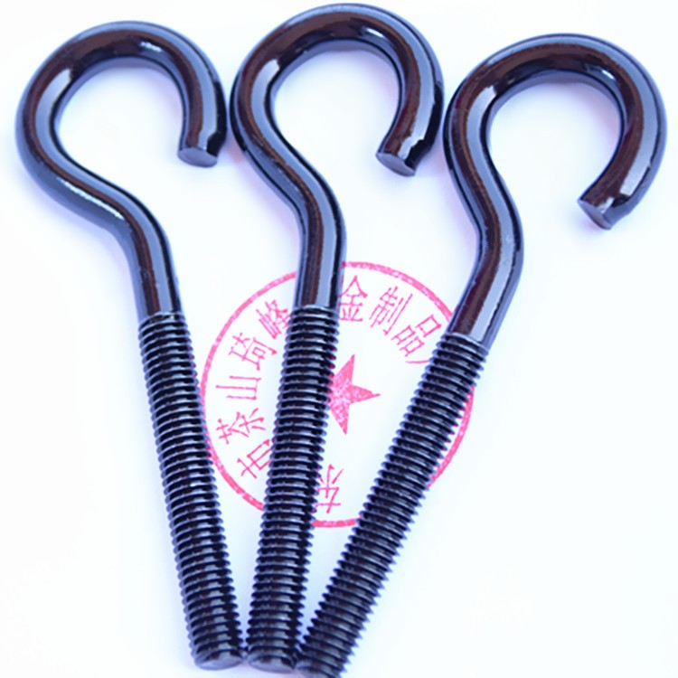 M8問號拉鉤鐵質黒鋅折彎燈螺栓廠家直銷m8*51*100開口9字螺絲
