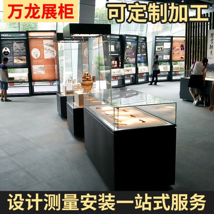 博物馆专用玻璃展示柜定制 博物馆展柜恒温恒湿平柜文物展柜