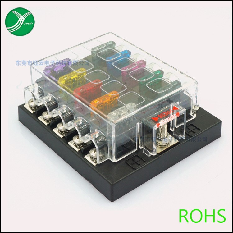 一进多出保险盒_多路保险丝座_202-08KW_1进10出保险丝座