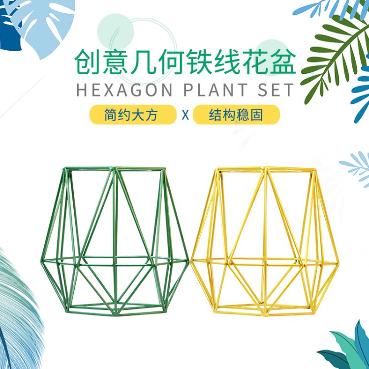 廠家直供DENVO美思 歐式家用 創(chuàng)意幾何鐵線花盆hexagon plant set