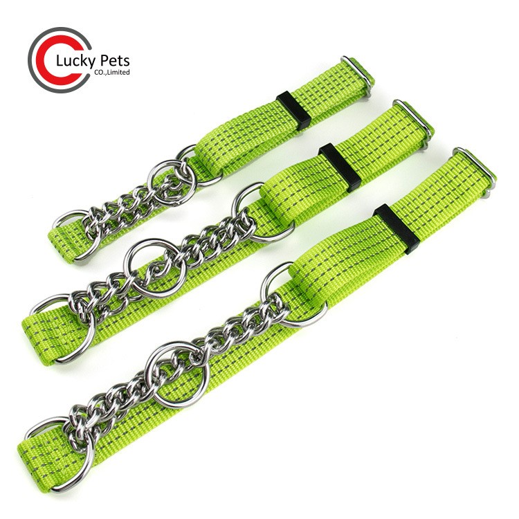 亞馬遜跨境寵物用品 外貿(mào)熱賣緩沖尼龍可調(diào)節(jié)寵物鐵鏈項(xiàng)圈狗帶子