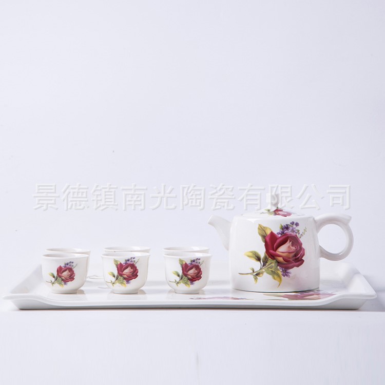 一家欣配套小茶壺 涼水壺泡茶壺八件套茶具套裝一枝玫瑰