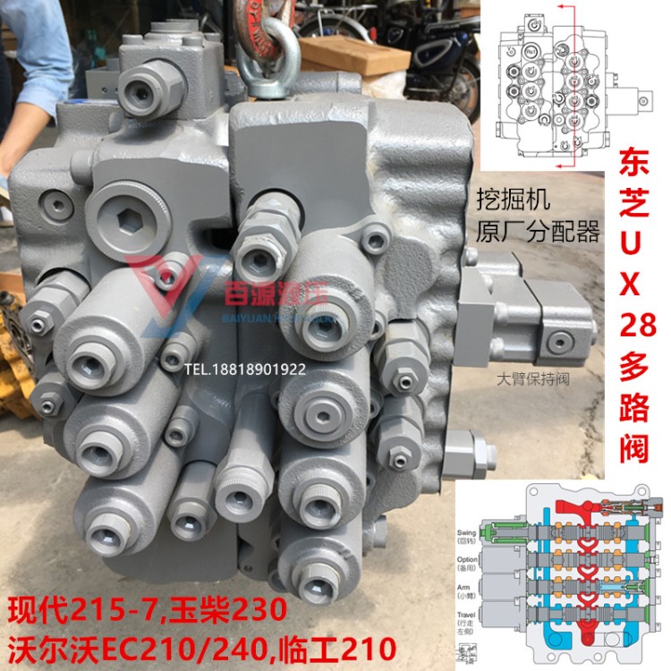 现代215-7沃尔沃240临工210玉柴230挖机多路阀东芝UX28原厂分配阀