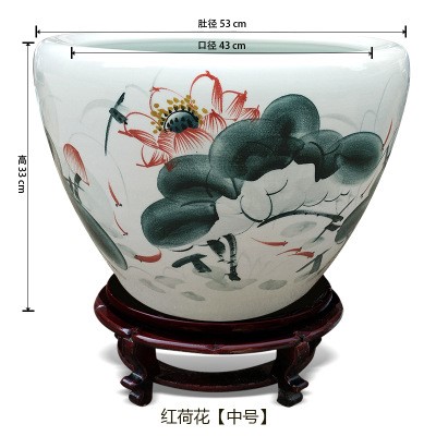 景德鎮(zhèn)陶瓷器手工雕刻大龍缸魚缸室內(nèi)擺件大缸搬家禮品缸收藏品