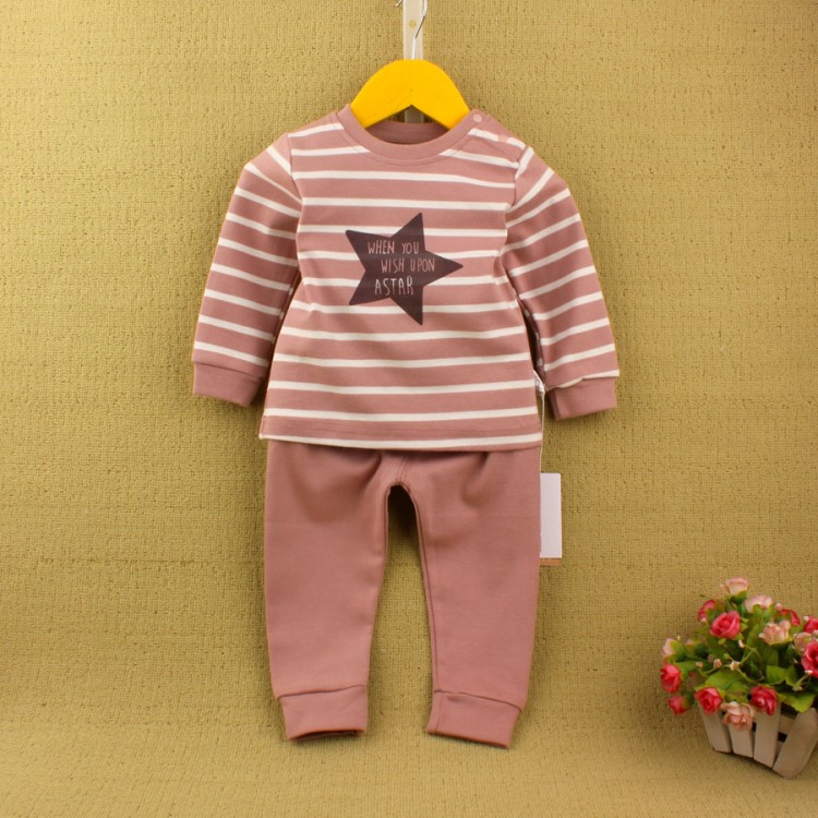 月牙子小童裝兩用襠 肩扣圓領卡通嬰幼兒內衣套裝7490