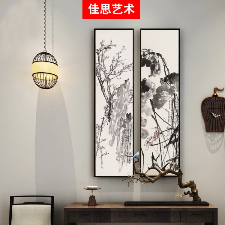 新中式國(guó)畫(huà) 山水花鳥(niǎo)裝飾畫(huà) 客餐廳墻壁掛畫(huà) 玄關(guān)臥室中國(guó)風(fēng)壁畫(huà)