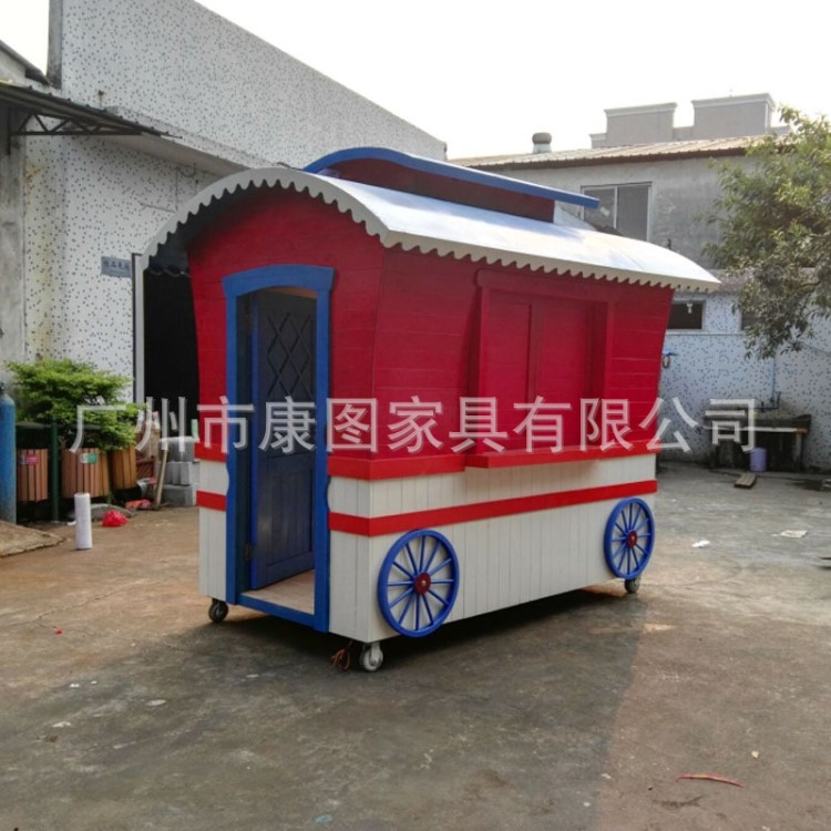 仿古售賣亭 歐式旅游區移動售貨車 戶外木質售貨亭定做廠家