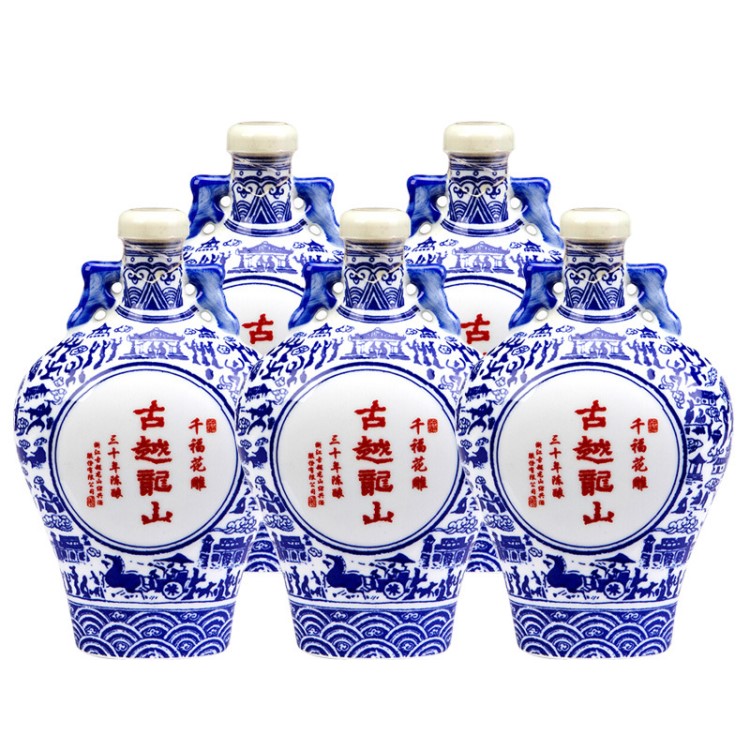 绍兴黄酒 古越龙山三十年（30年）千福花雕酒木盒礼盒500ml*5瓶