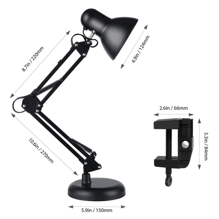 折疊美式鄉(xiāng)村兩用臺(tái)燈工作學(xué)習(xí)燈具夾子LED臺(tái)燈E27底座鐵藝烤漆