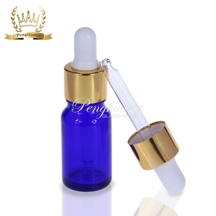 10ml 藍(lán)色精油瓶化妝品包裝瓶玻璃滴管瓶配套膠頭滴管蓋瓶