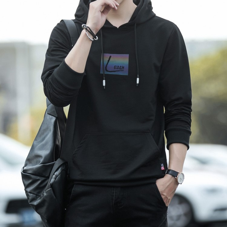 卫衣男连帽2019春季新款男士韩版宽松时尚黑色潮牌套头衫男装外套