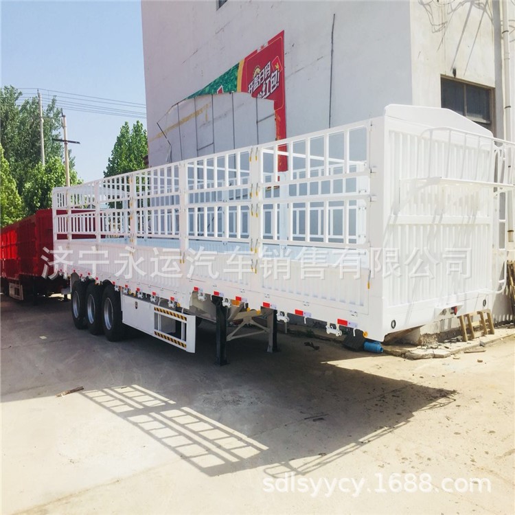 訂做13米輕型直梁倉欄半掛車 高低板倉車 對開門高欄半掛車價格