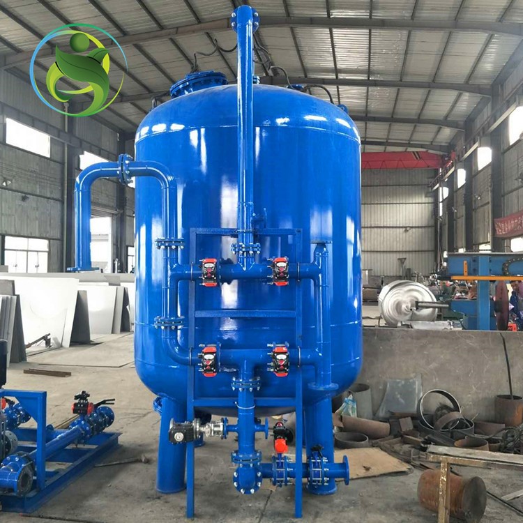 供应大水量油田回注水精细过滤 核桃壳碳钢衬胶机械过滤器含管道