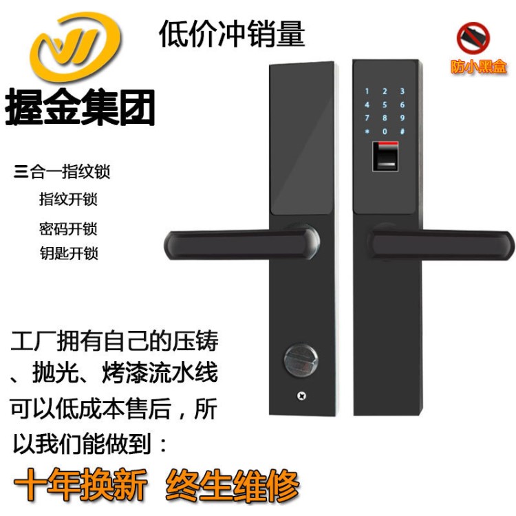 指紋鎖 防盜智能指紋密碼鎖批發(fā)。貼牌源頭自己模具壓鑄拋光烤漆