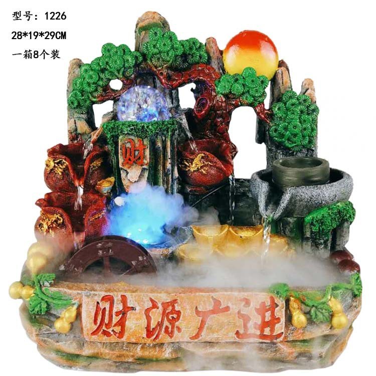 歐美創(chuàng)意款假山流水噴泉風水輪加濕器室內(nèi)辦公桌裝飾工藝品擺件