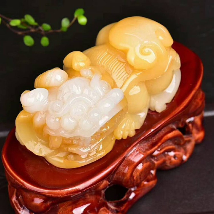 天然黃龍玉擺件 招財貔貅 一物一圖 天然飾品批發