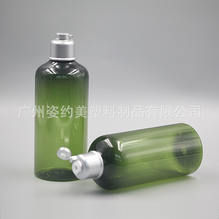 現(xiàn)貨透明綠乳液瓶 洗發(fā)水瓶子300mlPET塑料吹塑瓶 300毫升翻蓋瓶