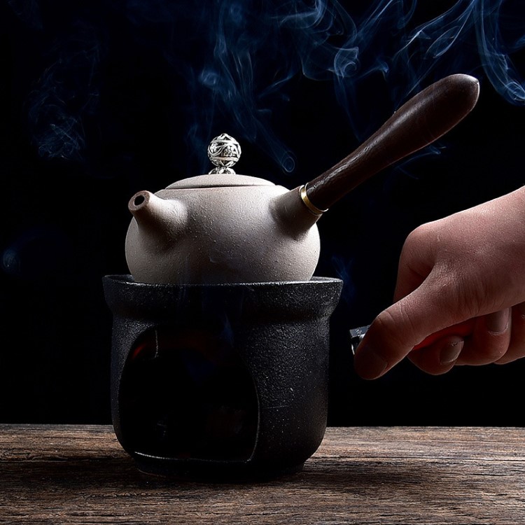 側把壺煮茶壺日式手工白陶壺砂銚粗陶茶壺陶瓷煮水壺玉書煨
