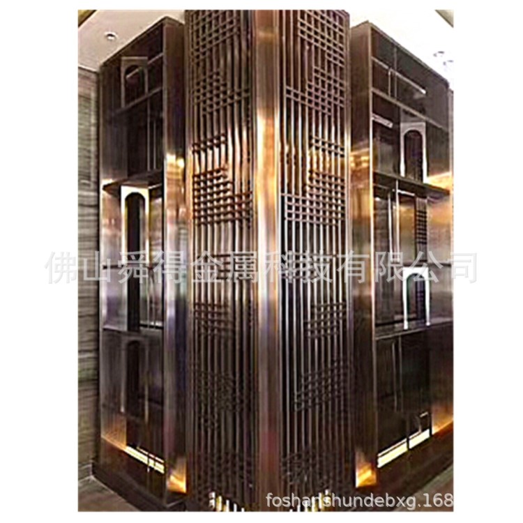 遵義不銹鋼屏風(fēng)價格 酒店玫瑰金屏風(fēng) 別墅客廳裝飾花格隔斷直銷