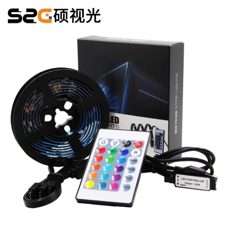 TV燈帶 USB 5V 30/60燈/米 5050RGB 電視背景氛圍七彩軟燈條 直銷