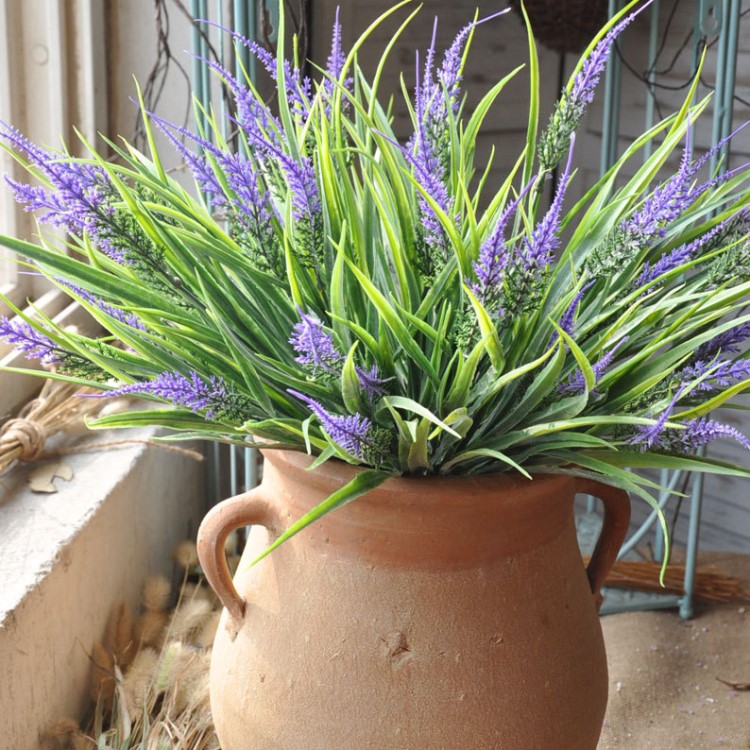 仿真花插花盆栽套装塑料花工程室外装饰花仿真植物薰衣草厂家货源