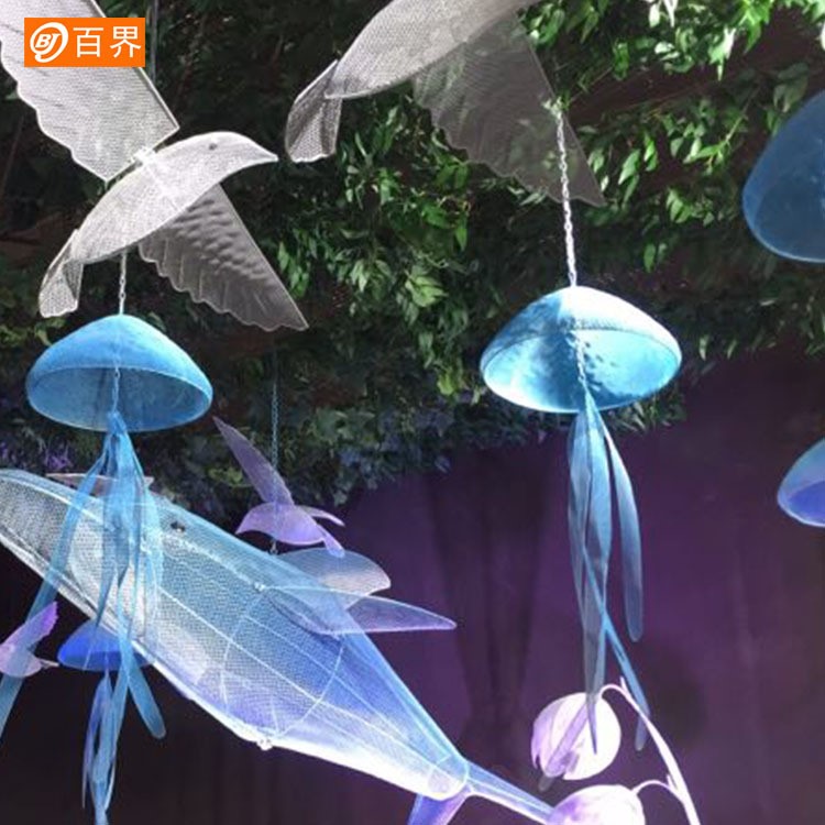 新款鐵藝水母海洋系列婚慶道具吊頂掛件商場(chǎng)美陳空中裝飾櫥窗布置
