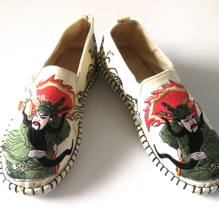 春季新品关羽鞋中国风男鞋棉麻刺绣低帮男式布鞋圆头橡胶底鞋