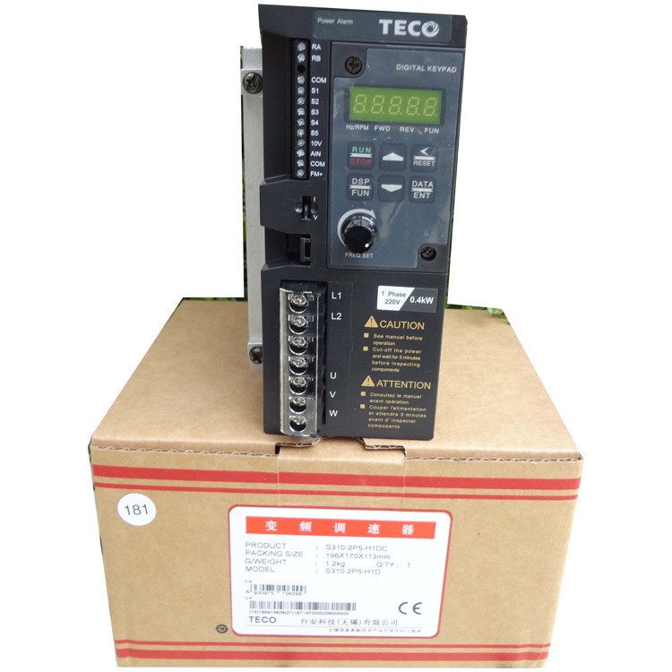 TECO东元变频器S310 台安1PHASE 220V 0.4KW工厂现货直销S310-2P5