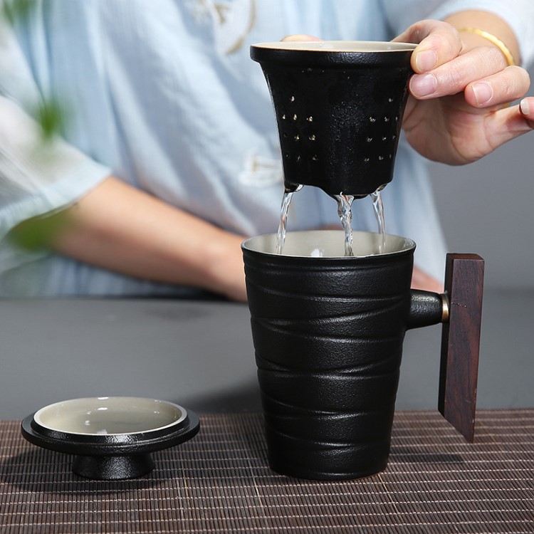 源頭廠家 黑陶陶瓷馬克杯 數(shù)字杯 亞光磨砂盎司杯 廣告杯定制logo