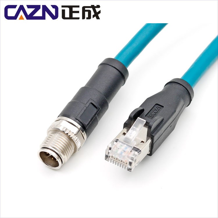 M12 X型轉(zhuǎn)RJ45連接線X-coding連接器千兆以太網(wǎng)Patch Cord CAT6a