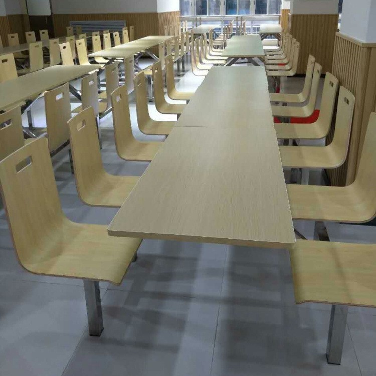 靠背曲目餐桌椅 廠家直銷員工食堂防火板桌子 定制四位飯店餐座