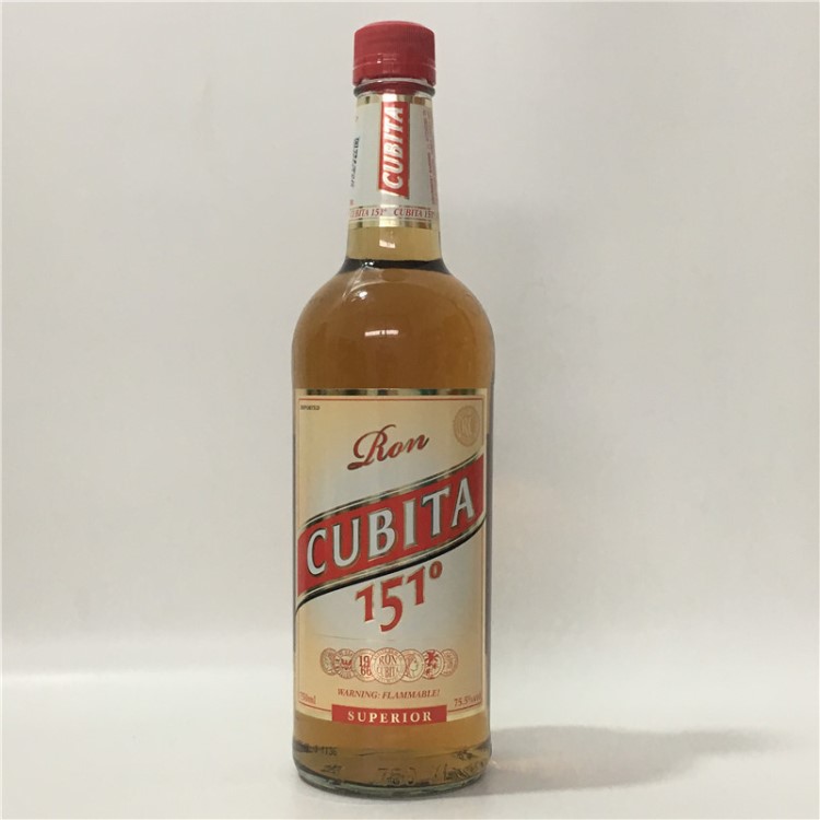 洋酒 cubita美國古貝塔151朗姆酒百加得一樣度數(shù)75.5度烈酒雞尾酒