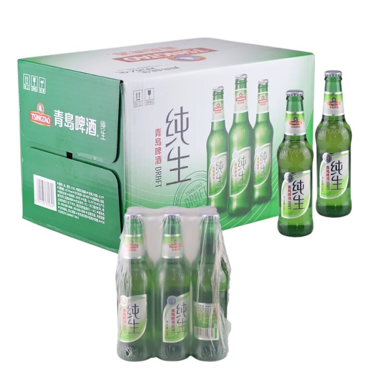 批發(fā)商超夜店餐飲青島啤酒生316ml*24/瓶 小生瓶裝