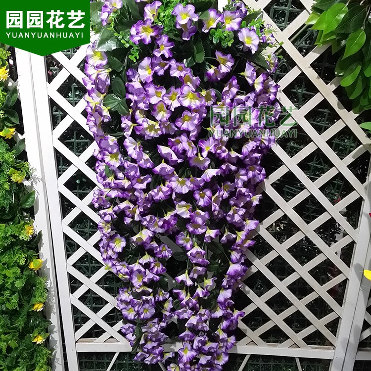 仿真花牽?；ɑ閼c裝飾牽?；ㄌ俚跆m花室外裝飾壁掛葉喇叭花藤批發(fā)