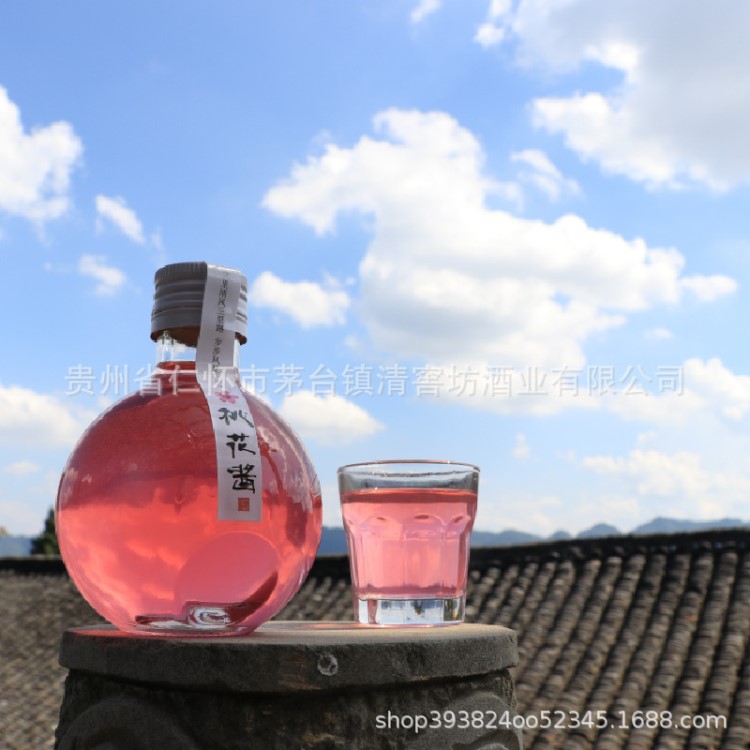 桃花酒桃花釀果酒古法自釀三生三世女士桃花酒可OEM貼牌l禮盒包裝