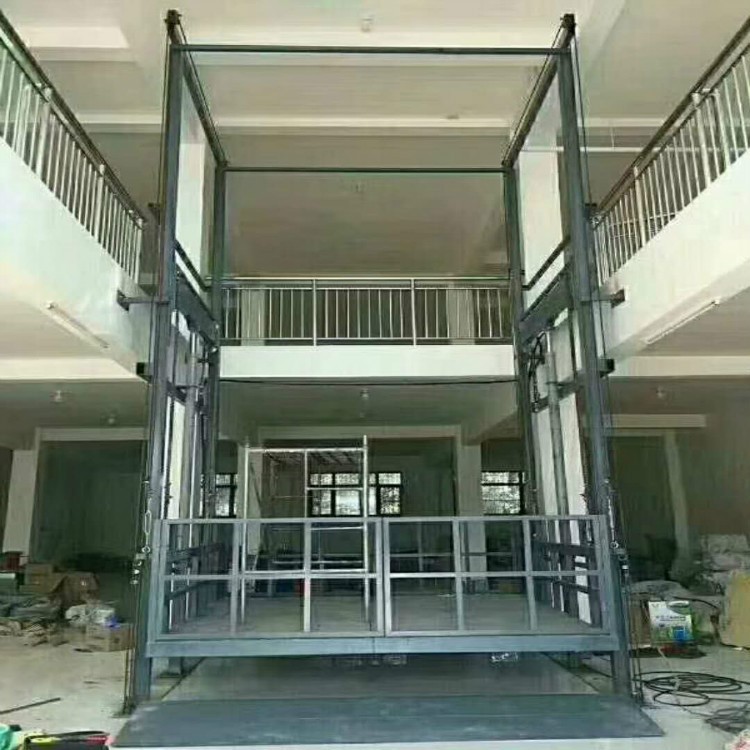 保定定制二層液壓升降機固定式大噸位升降貨梯導軌鏈條式升降貨梯