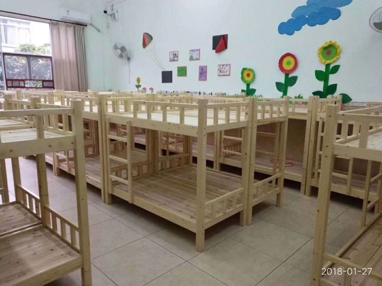 幼兒園塑料木板床幼兒床單人床上下雙人床推拉床兒童橡木床