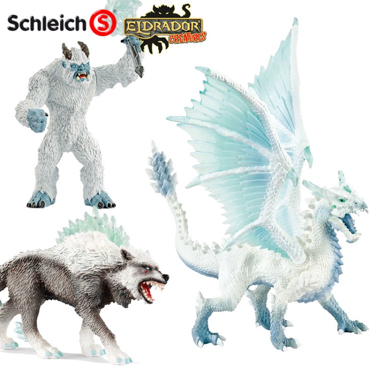 正版德國schleich思樂新魔幻恐龍仿真模型玩具冰怪雪狼冰龍冰蜘蛛