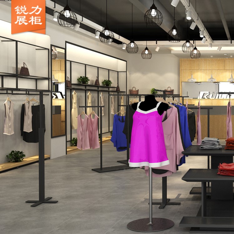 女裝展示柜服裝展柜木質(zhì)烤漆時(shí)尚中島靠墻高柜ZARA展架定制服裝架