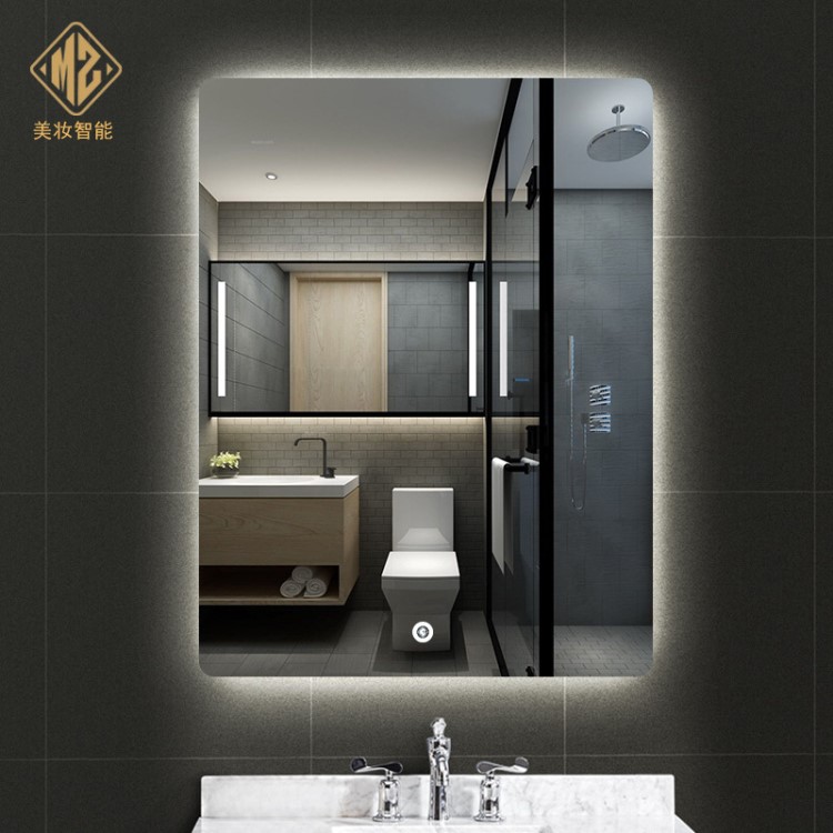 智能鏡子衛(wèi)生間簡約化妝鏡壁掛鏡子無框LED燈鏡防霧帶燈浴室鏡