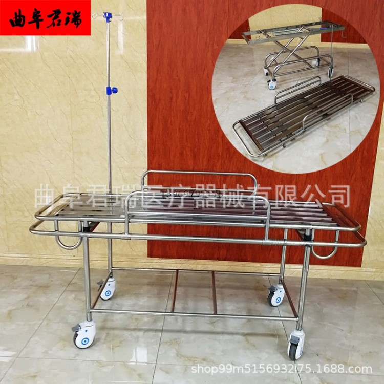 醫(yī)院用多功能折疊擔(dān)架床車不銹鋼升降擔(dān)架車四小輪病人轉(zhuǎn)運急救車