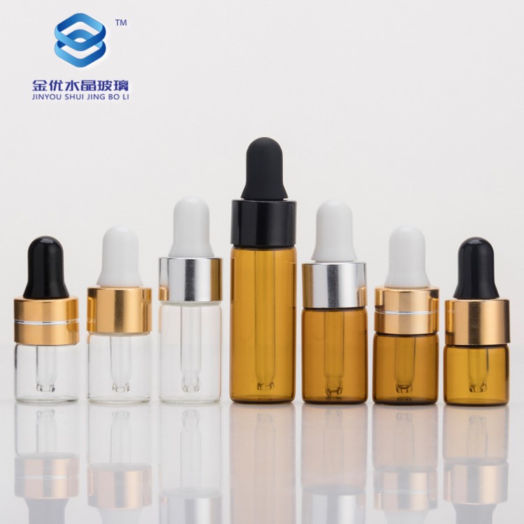 現(xiàn)貨1毫升2ml滴管瓶 3ml 5ml茶色小精油瓶 裝分裝透明玻璃瓶