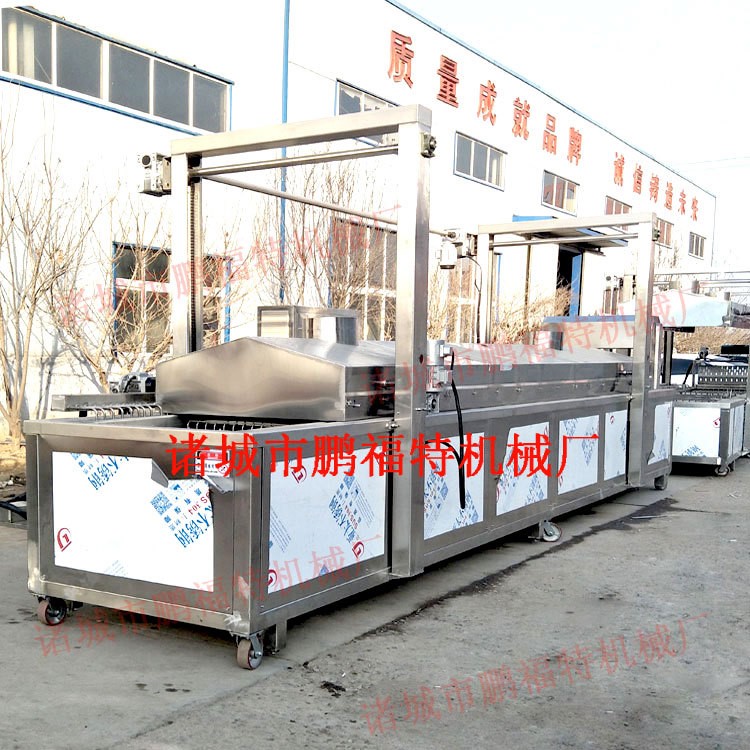 煙臺炸魚生產線 電加熱連續出料炸魚油炸機 鵬福特油炸鍋價格