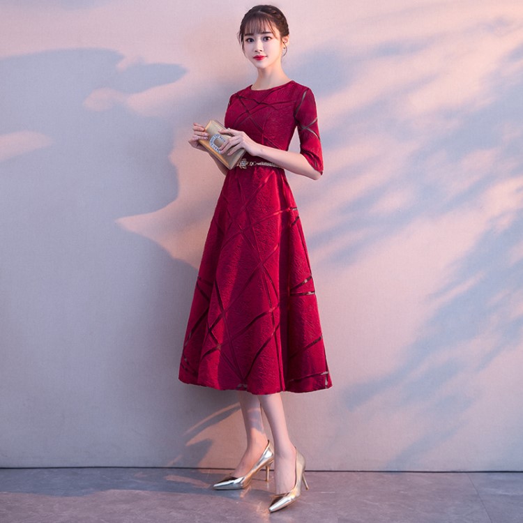敬酒服新娘春季2019結婚新款紅色回門服長袖顯瘦訂婚宴會小禮服女