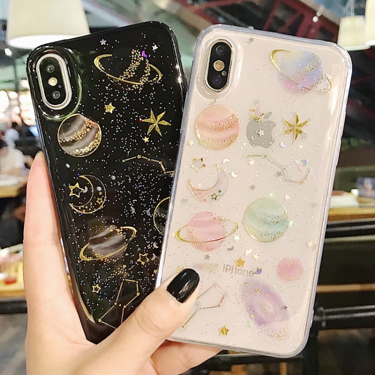 適用滴膠星球手機殼蘋果iPhone8plus/X星空手機殼硅膠xsmax保護套